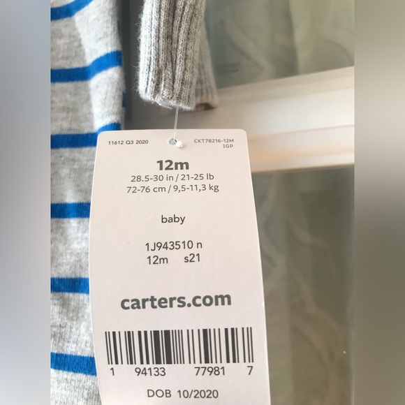 NWT Carter’s size 12 mo “Cute And Charming Little Guy” fox zip up hooded romper - Picture 7 of 9